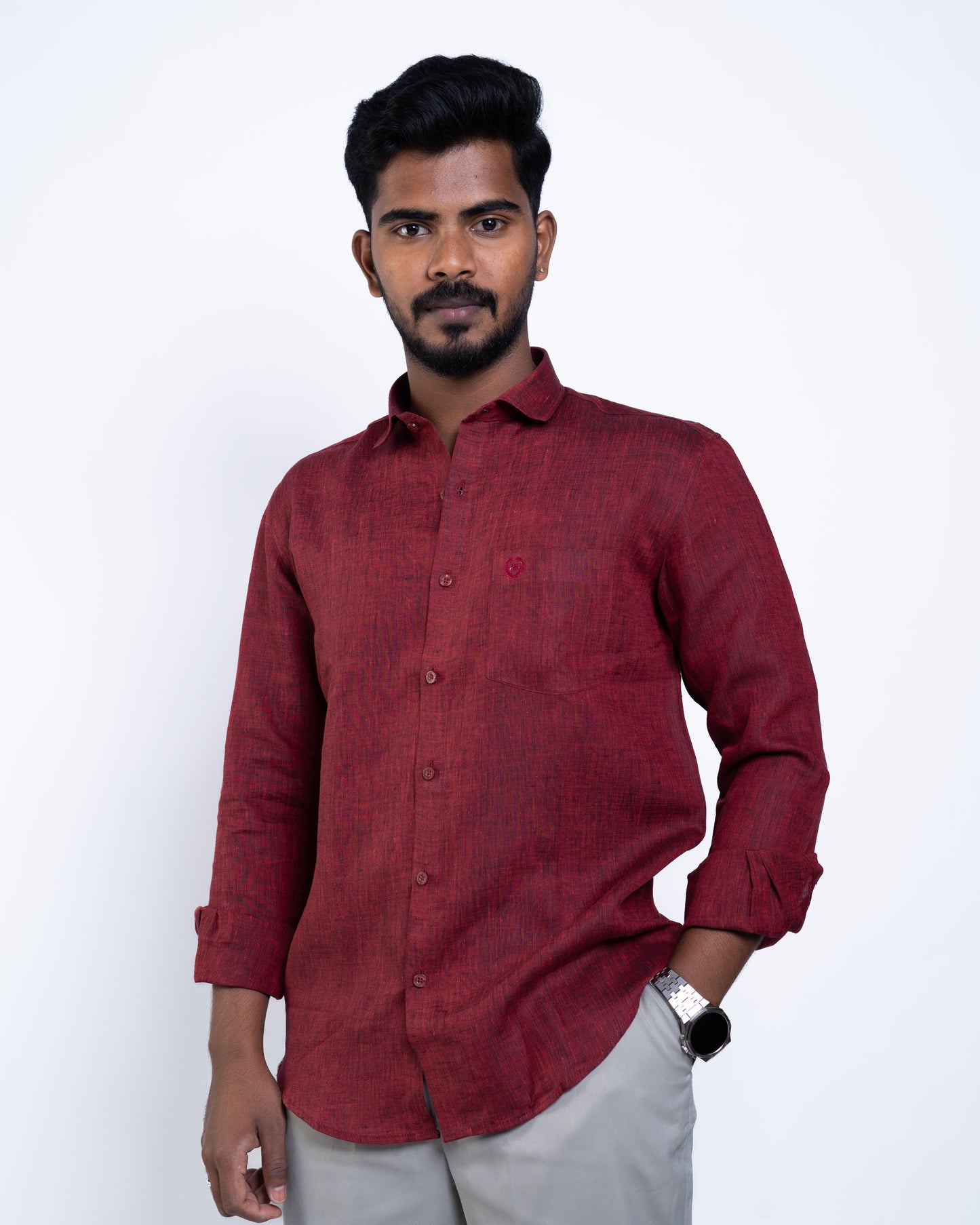 The Burgundy Estate Signature Linen Shirt