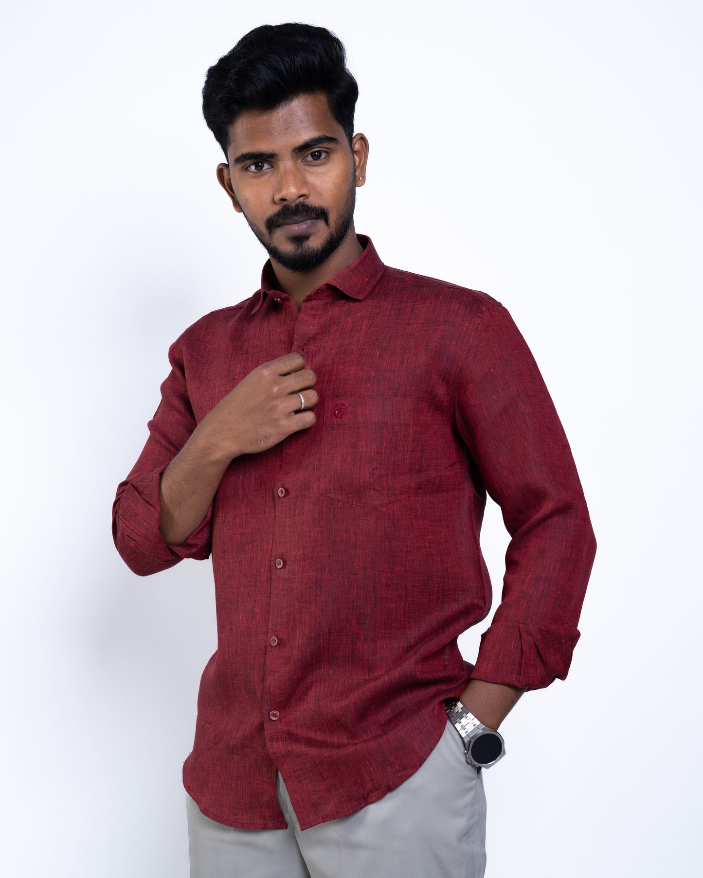 The Burgundy Estate Signature Linen Shirt