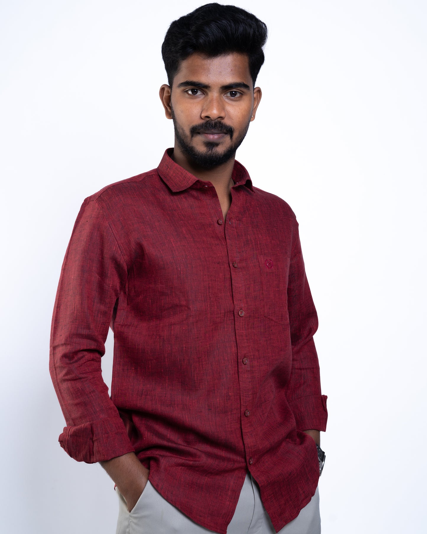 The Burgundy Estate Signature Linen Shirt