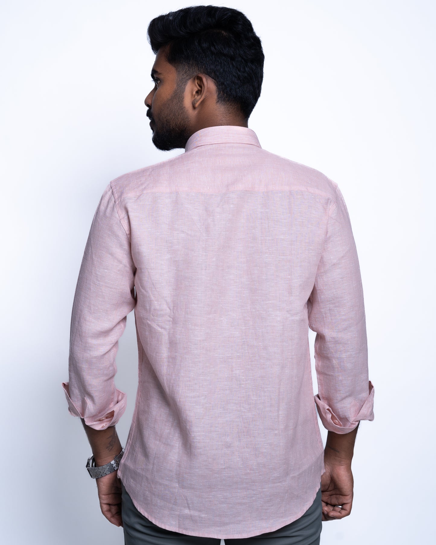 The Morning Coral Solstice Linen Shirt.