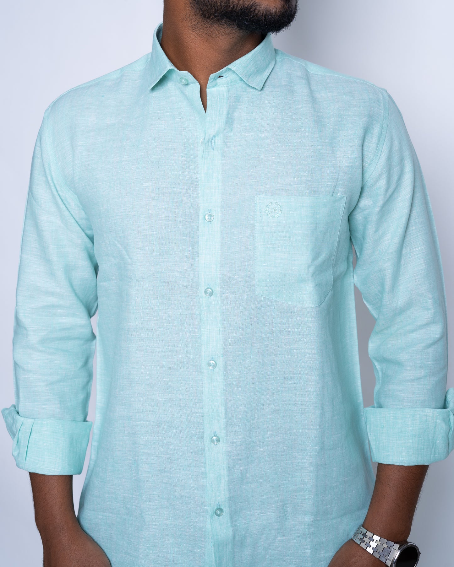 The Alpine Sage Voyage Linen Shirt.